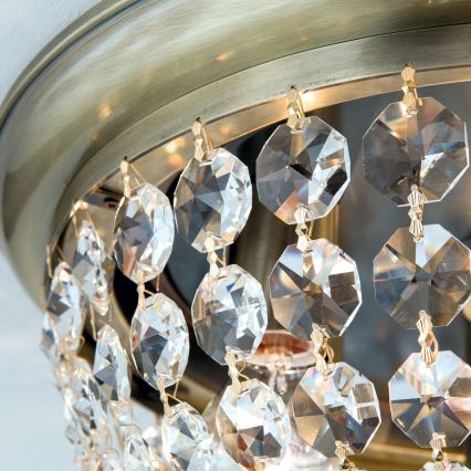 Loftlampe i krystal PLAFOND 6xE27/40W/230V diameter 47 cm bronze