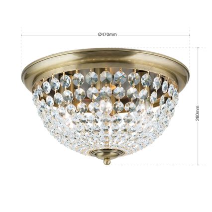 Loftlampe i krystal PLAFOND 6xE27/40W/230V diameter 47 cm bronze