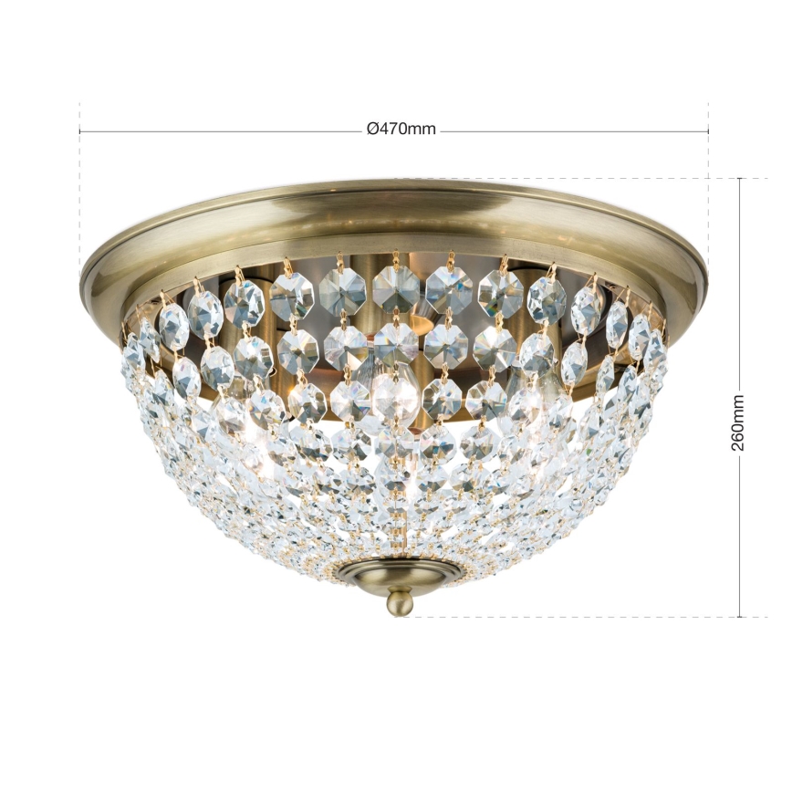 Loftlampe i krystal PLAFOND 6xE27/40W/230V diameter 47 cm bronze