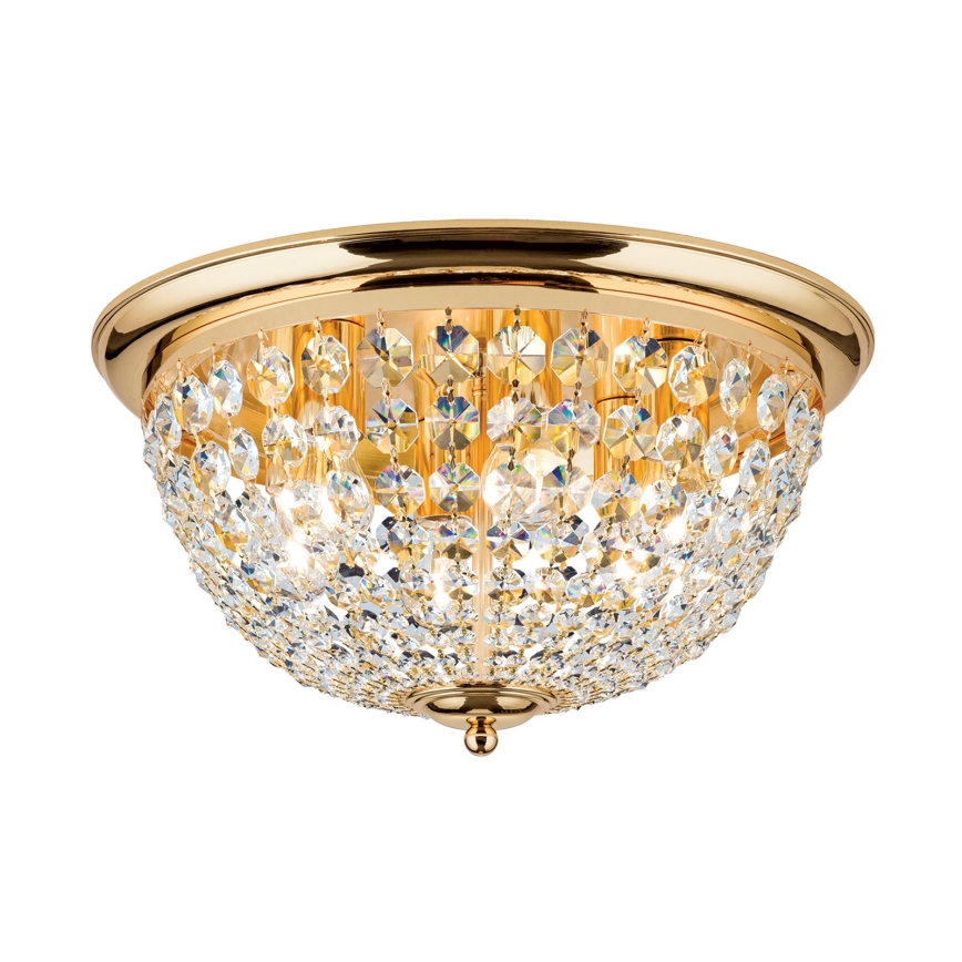 Loftlampe i krystal PLAFOND 6xE27/40W/230V diameter 47 cm guldfarvet