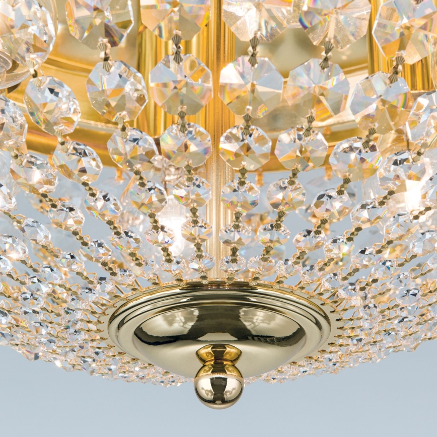 Loftlampe i krystal PLAFOND 6xE27/40W/230V diameter 47 cm guldfarvet