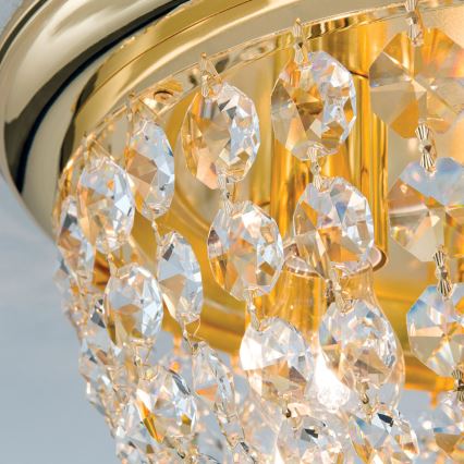 Loftlampe i krystal PLAFOND 6xE27/40W/230V diameter 47 cm guldfarvet