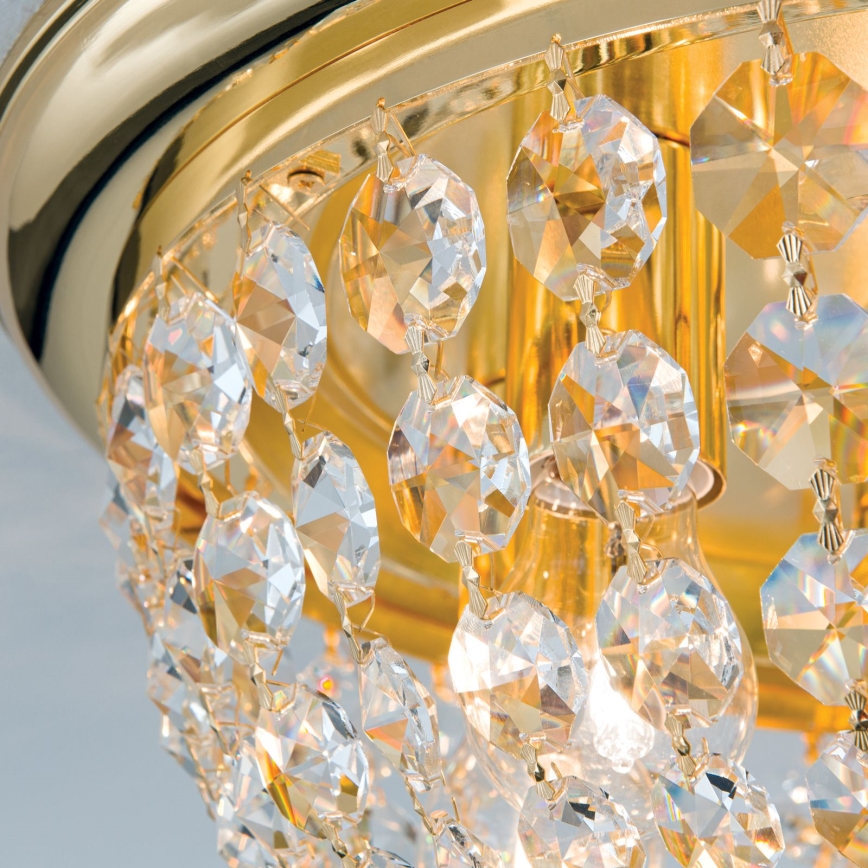 Loftlampe i krystal PLAFOND 6xE27/40W/230V diameter 47 cm guldfarvet