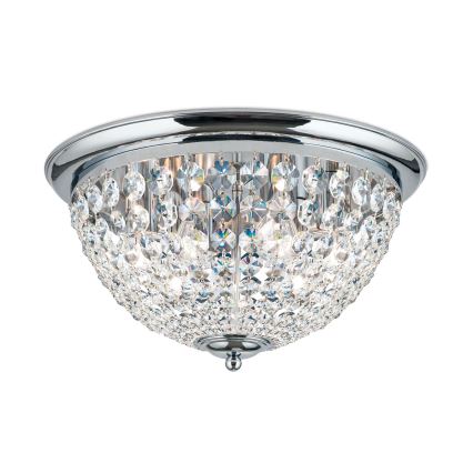 Loftlampe i krystal PLAFOND 6xE27/40W/230V diameter 47 cm skinnende krom