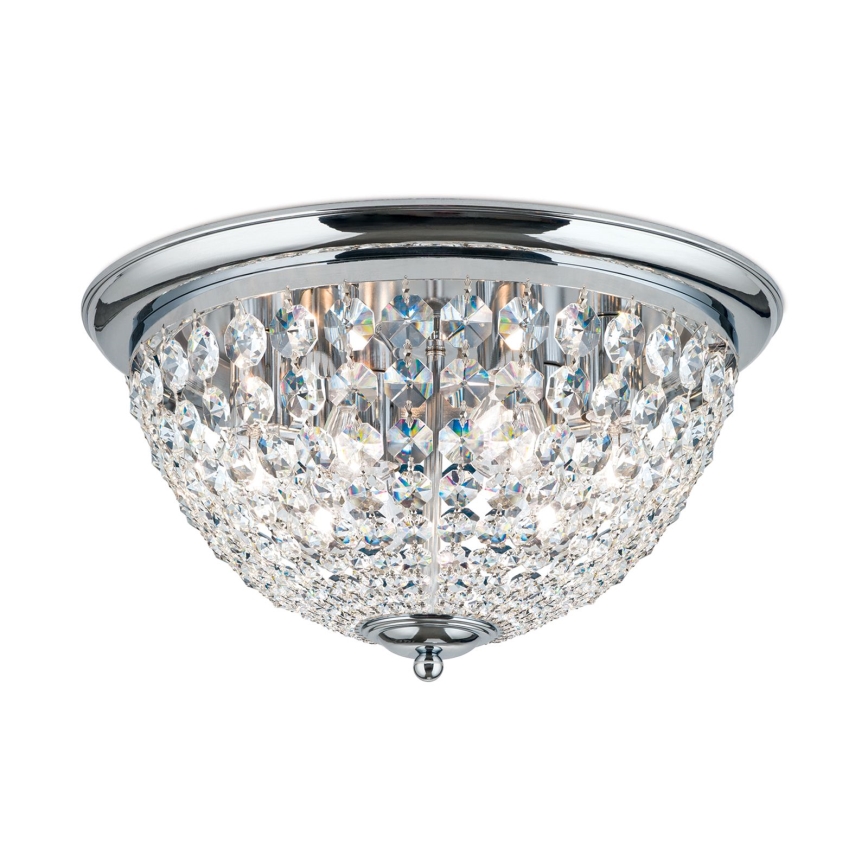 Loftlampe i krystal PLAFOND 6xE27/40W/230V diameter 47 cm skinnende krom