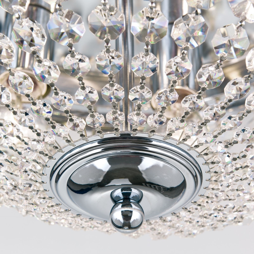 Loftlampe i krystal PLAFOND 6xE27/40W/230V diameter 47 cm skinnende krom