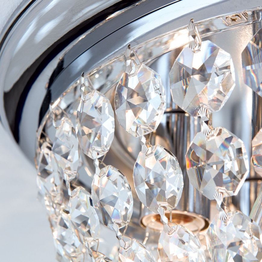 Loftlampe i krystal PLAFOND 6xE27/40W/230V diameter 47 cm skinnende krom