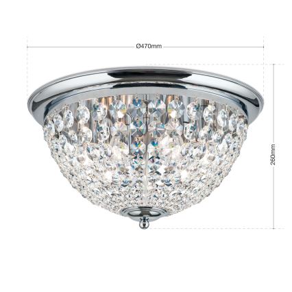 Loftlampe i krystal PLAFOND 6xE27/40W/230V diameter 47 cm skinnende krom