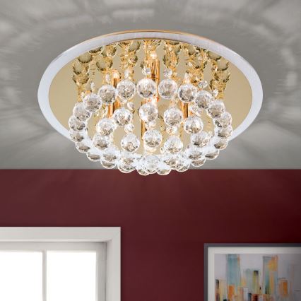 Loftlampe i krystal GLORIA 4xG9/40W/230V diameter 38 cm guldfarvet