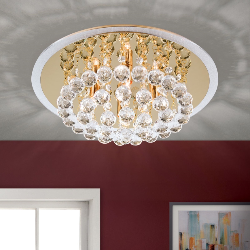 Loftlampe i krystal GLORIA 4xG9/40W/230V diameter 38 cm guldfarvet
