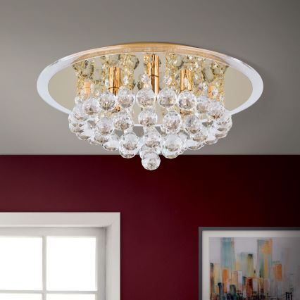 Loftlampe i krystal GLORIA 4xG9/40W/230V diameter 38 cm guldfarvet