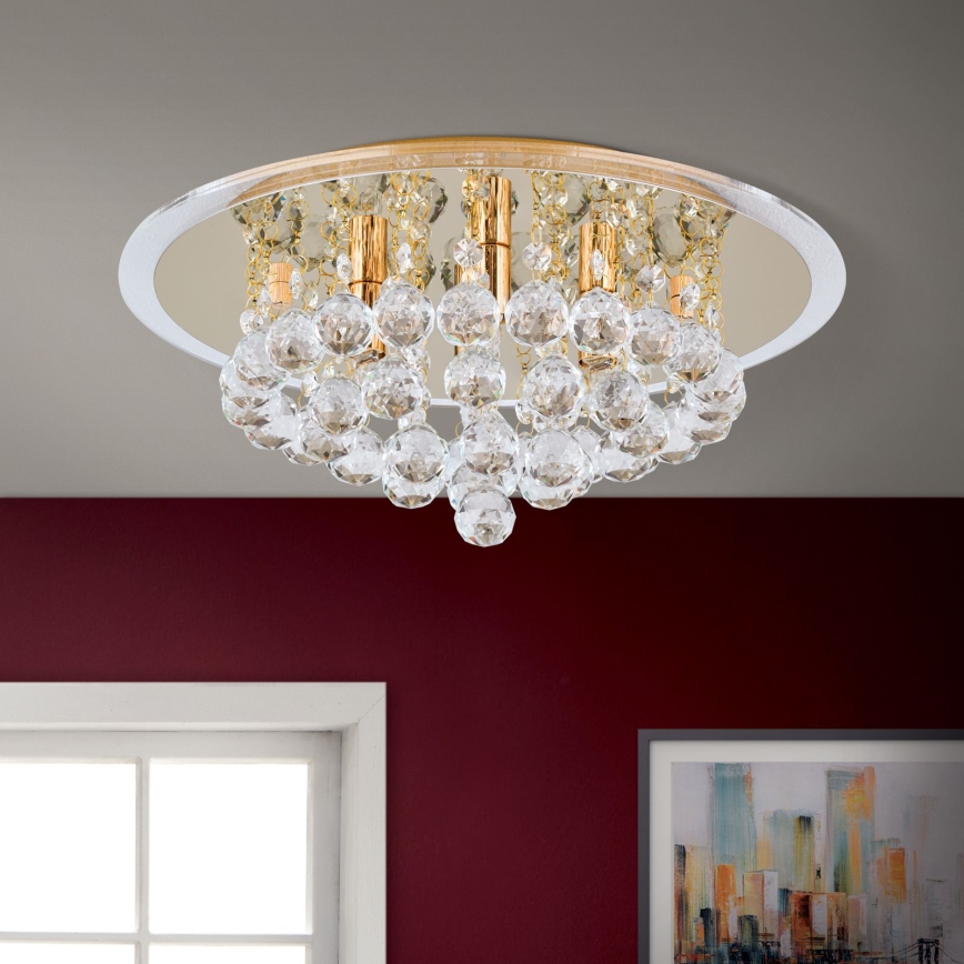 Loftlampe i krystal GLORIA 4xG9/40W/230V diameter 38 cm guldfarvet