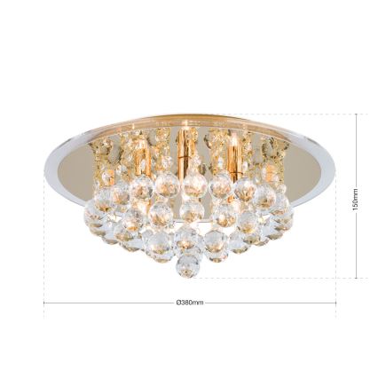 Loftlampe i krystal GLORIA 4xG9/40W/230V diameter 38 cm guldfarvet
