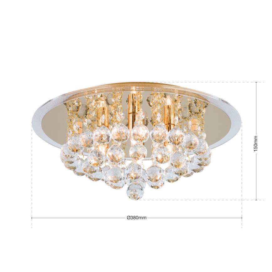 Loftlampe i krystal GLORIA 4xG9/40W/230V diameter 38 cm guldfarvet