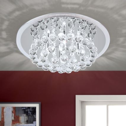 Loftlampe i krystal GLORIA 4xG9/40W/230V diameter 38 cm transparent/skinnende krom