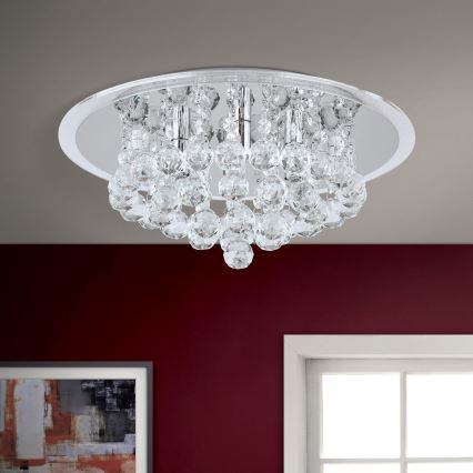 Loftlampe i krystal GLORIA 4xG9/40W/230V diameter 38 cm transparent/skinnende krom