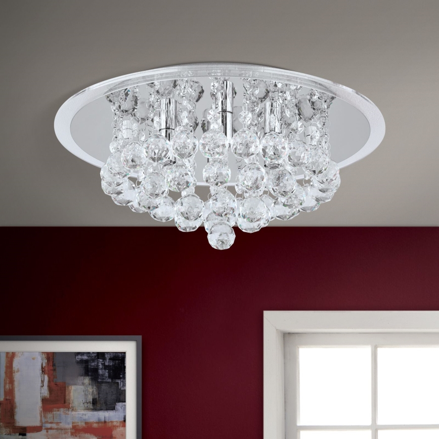 Loftlampe i krystal GLORIA 4xG9/40W/230V diameter 38 cm transparent/skinnende krom