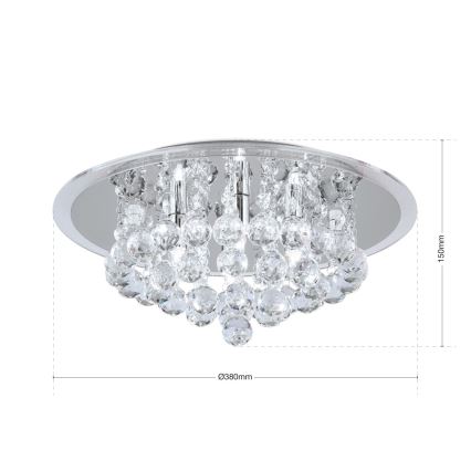 Loftlampe i krystal GLORIA 4xG9/40W/230V diameter 38 cm transparent/skinnende krom