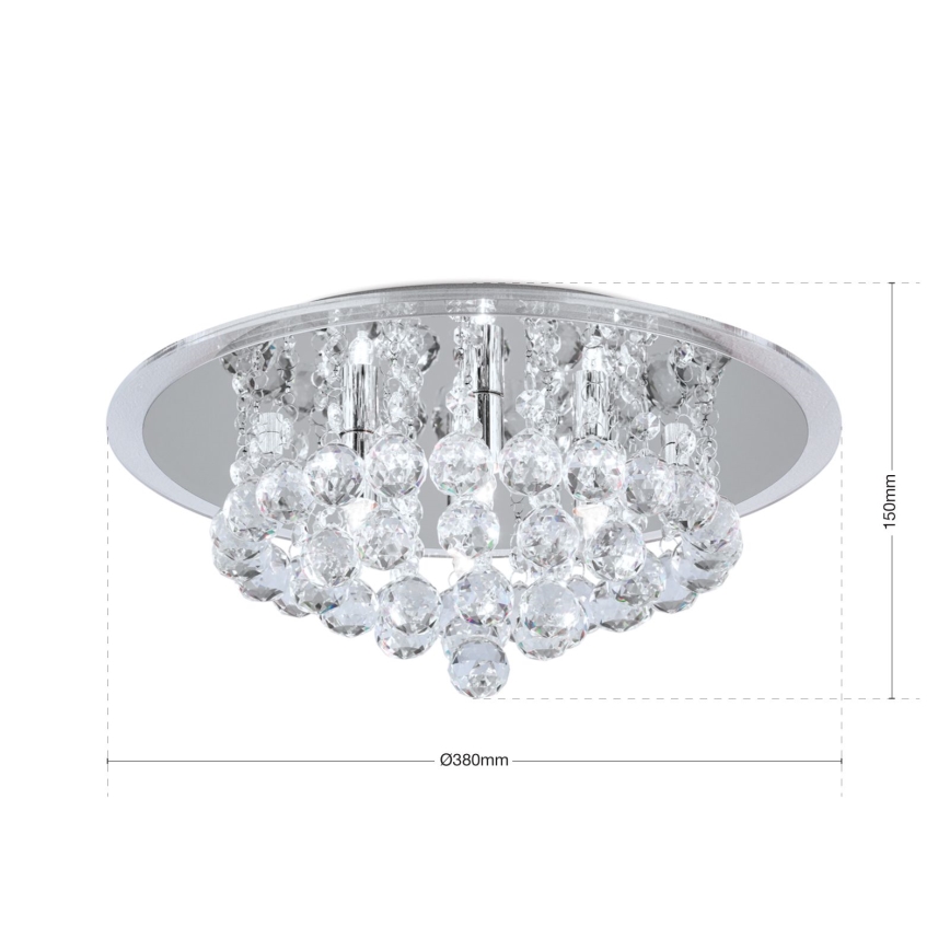 Loftlampe i krystal GLORIA 4xG9/40W/230V diameter 38 cm transparent/skinnende krom
