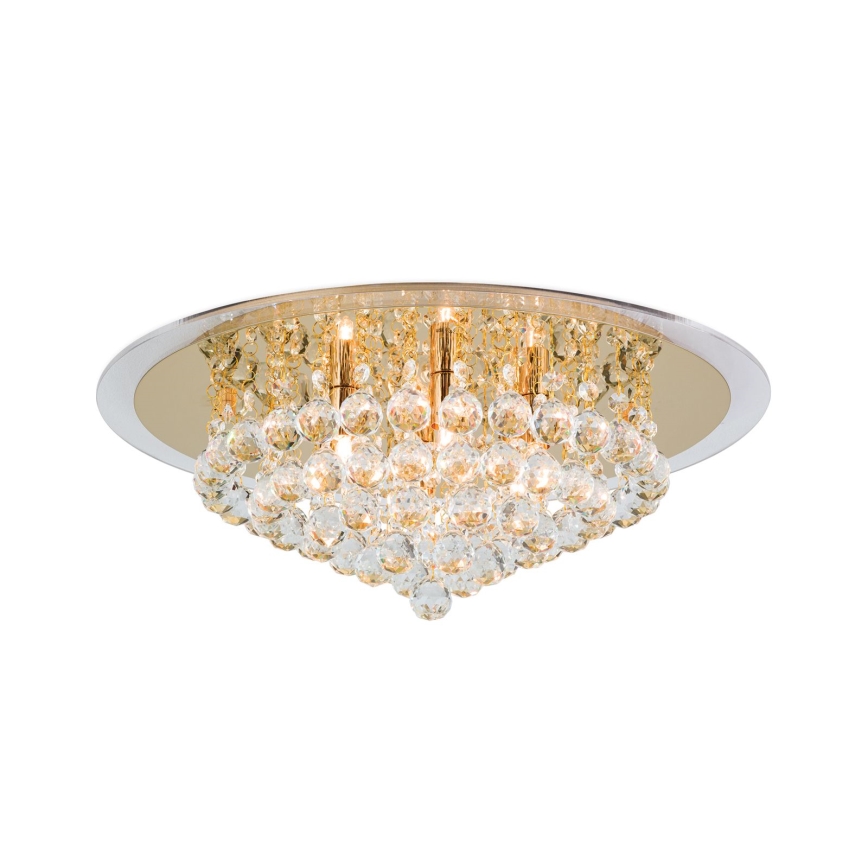 Loftlampe i krystal GLORIA 6xG9/40W/230V diameter 50 cm guldfarvet
