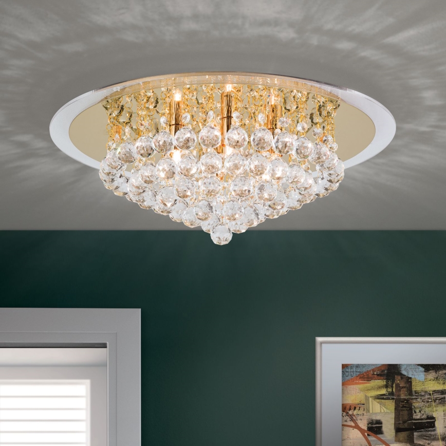 Loftlampe i krystal GLORIA 6xG9/40W/230V diameter 50 cm guldfarvet