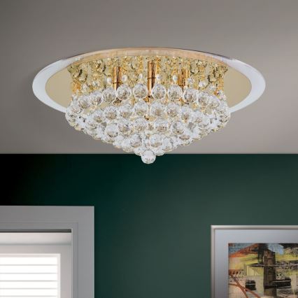 Loftlampe i krystal GLORIA 6xG9/40W/230V diameter 50 cm guldfarvet