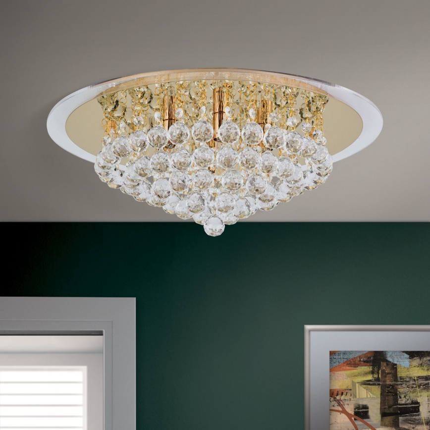 Loftlampe i krystal GLORIA 6xG9/40W/230V diameter 50 cm guldfarvet
