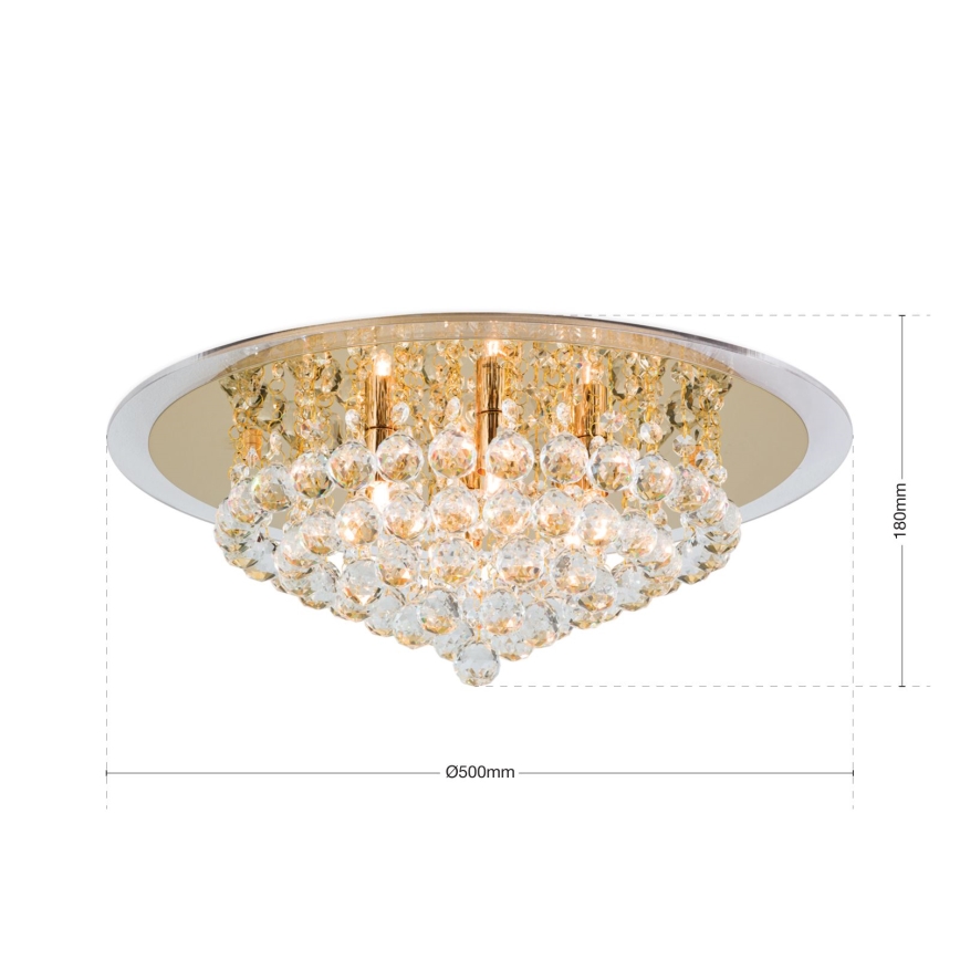 Loftlampe i krystal GLORIA 6xG9/40W/230V diameter 50 cm guldfarvet