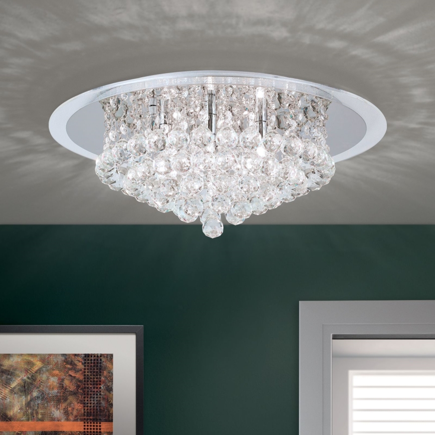 Loftlampe i krystal GLORIA 6xG9/40W/230V diameter 50 cm transparent/skinnende krom