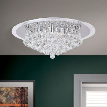 Loftlampe i krystal GLORIA 6xG9/40W/230V diameter 50 cm transparent/skinnende krom