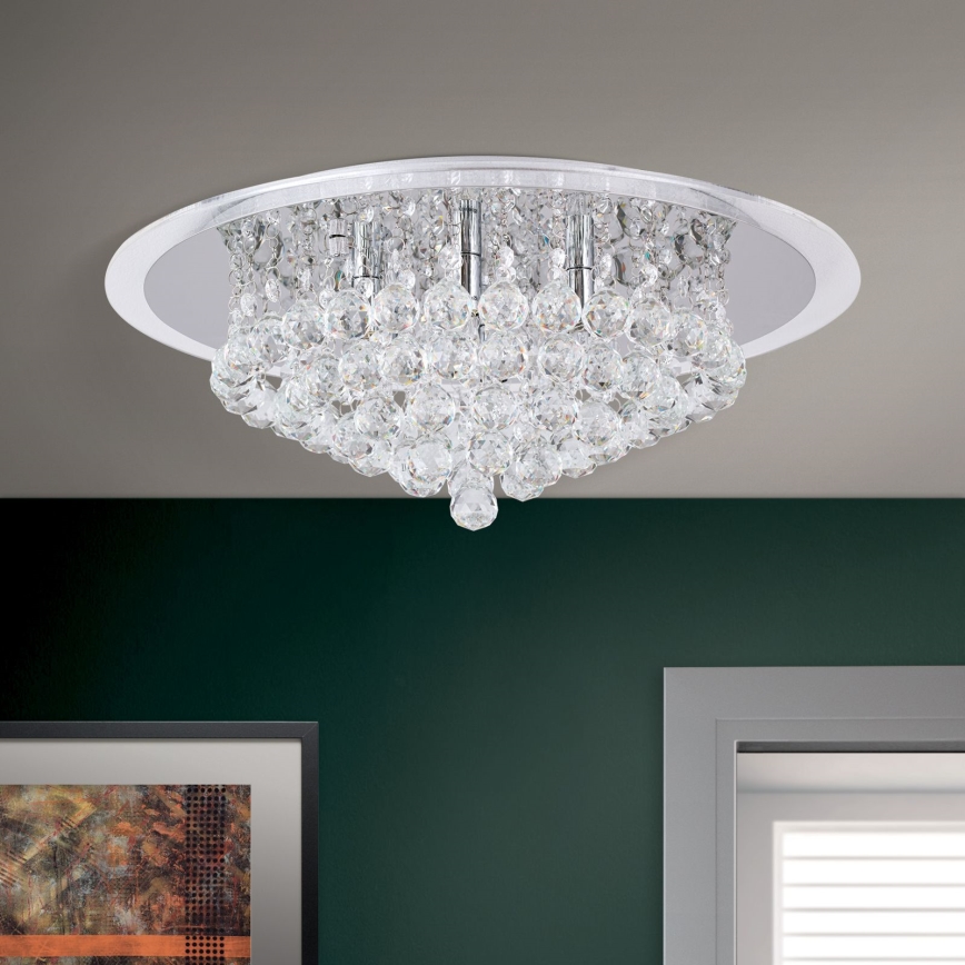 Loftlampe i krystal GLORIA 6xG9/40W/230V diameter 50 cm transparent/skinnende krom