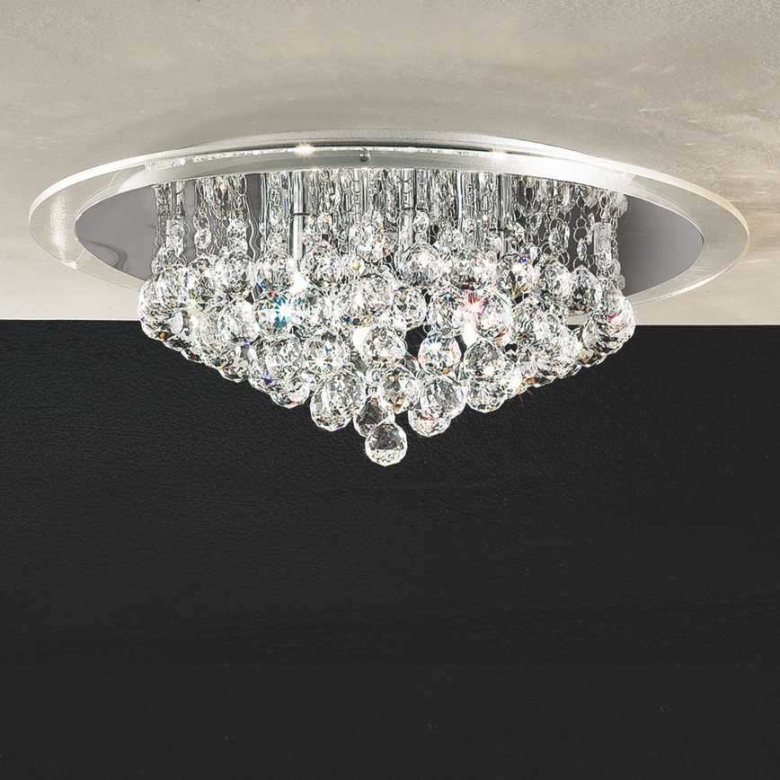 Loftlampe i krystal GLORIA 6xG9/40W/230V diameter 50 cm transparent/skinnende krom