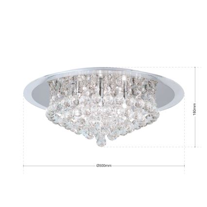 Loftlampe i krystal GLORIA 6xG9/40W/230V diameter 50 cm transparent/skinnende krom