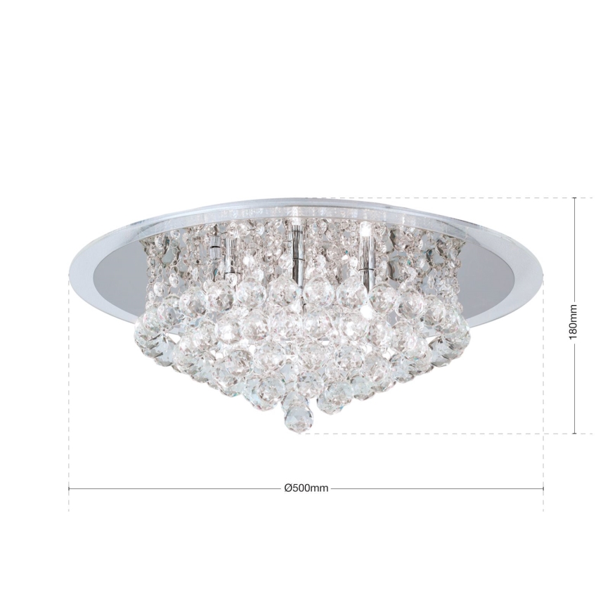 Loftlampe i krystal GLORIA 6xG9/40W/230V diameter 50 cm transparent/skinnende krom