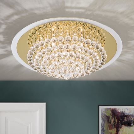 Loftlampe i krystal GLORIA 9xG9/40W/230V diameter 62 cm guldfarvet