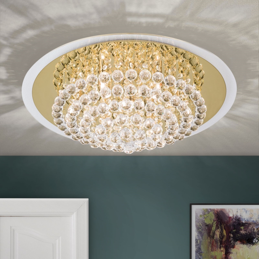 Loftlampe i krystal GLORIA 9xG9/40W/230V diameter 62 cm guldfarvet