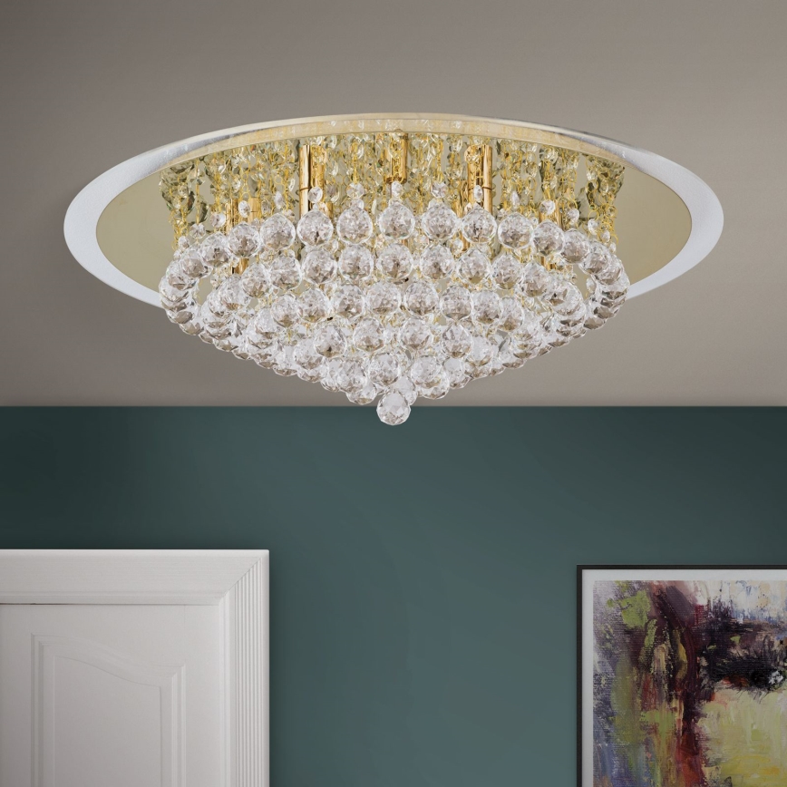Loftlampe i krystal GLORIA 9xG9/40W/230V diameter 62 cm guldfarvet