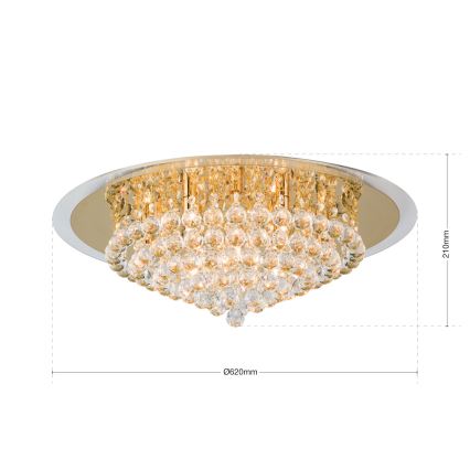 Loftlampe i krystal GLORIA 9xG9/40W/230V diameter 62 cm guldfarvet