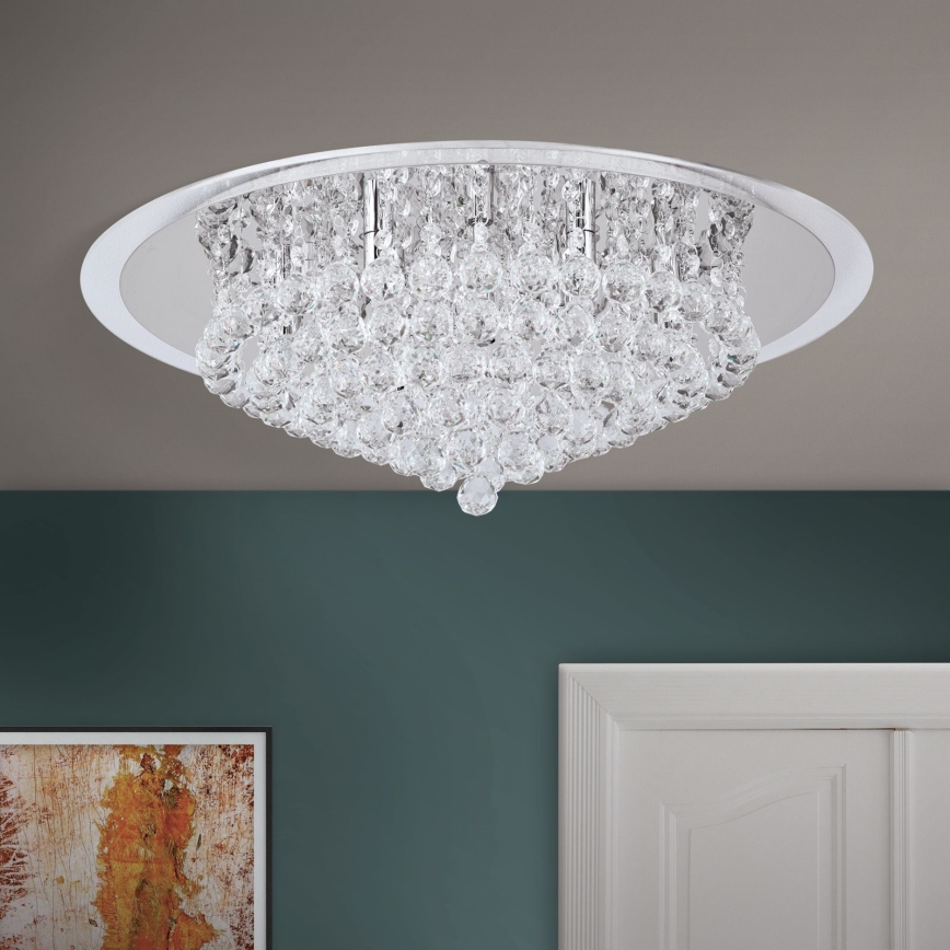 Loftlampe i krystal GLORIA 9xG9/40W/230V diameter 62 cm transparent/skinnende krom