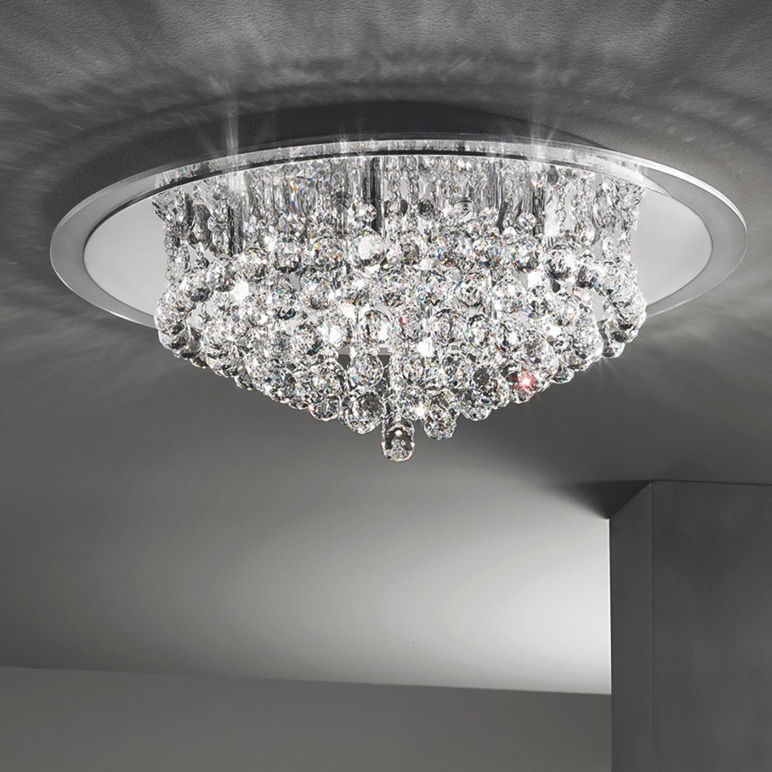 Loftlampe i krystal GLORIA 9xG9/40W/230V diameter 62 cm transparent/skinnende krom