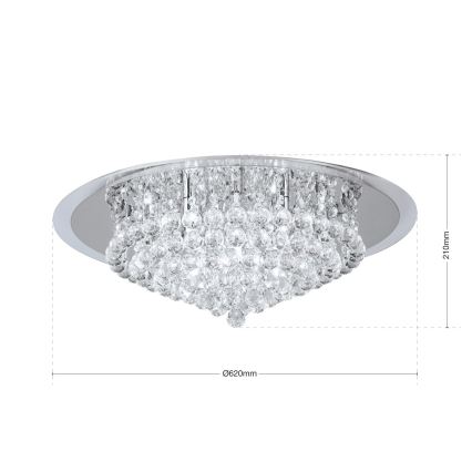 Loftlampe i krystal GLORIA 9xG9/40W/230V diameter 62 cm transparent/skinnende krom