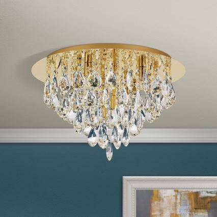 Loftlampe i krystal CELESTE 6xG9/40W/230V diameter 45 cm guldfarvet