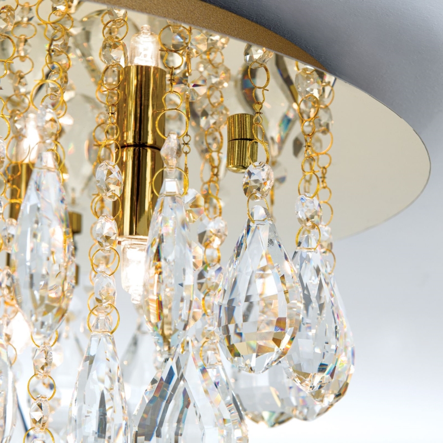 Loftlampe i krystal CELESTE 6xG9/40W/230V diameter 45 cm guldfarvet