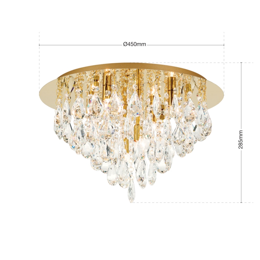 Loftlampe i krystal CELESTE 6xG9/40W/230V diameter 45 cm guldfarvet