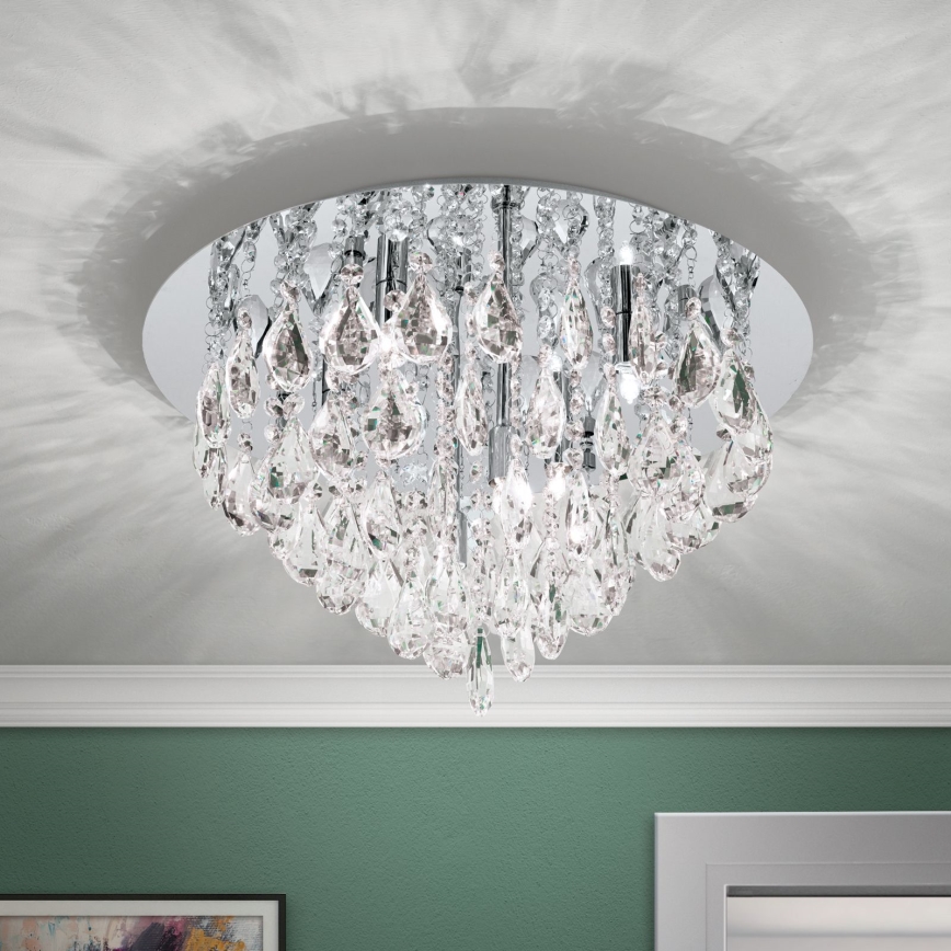 Loftlampe i krystal CELESTE 6xG9/40W/230V diameter 45 cm skinnende krom