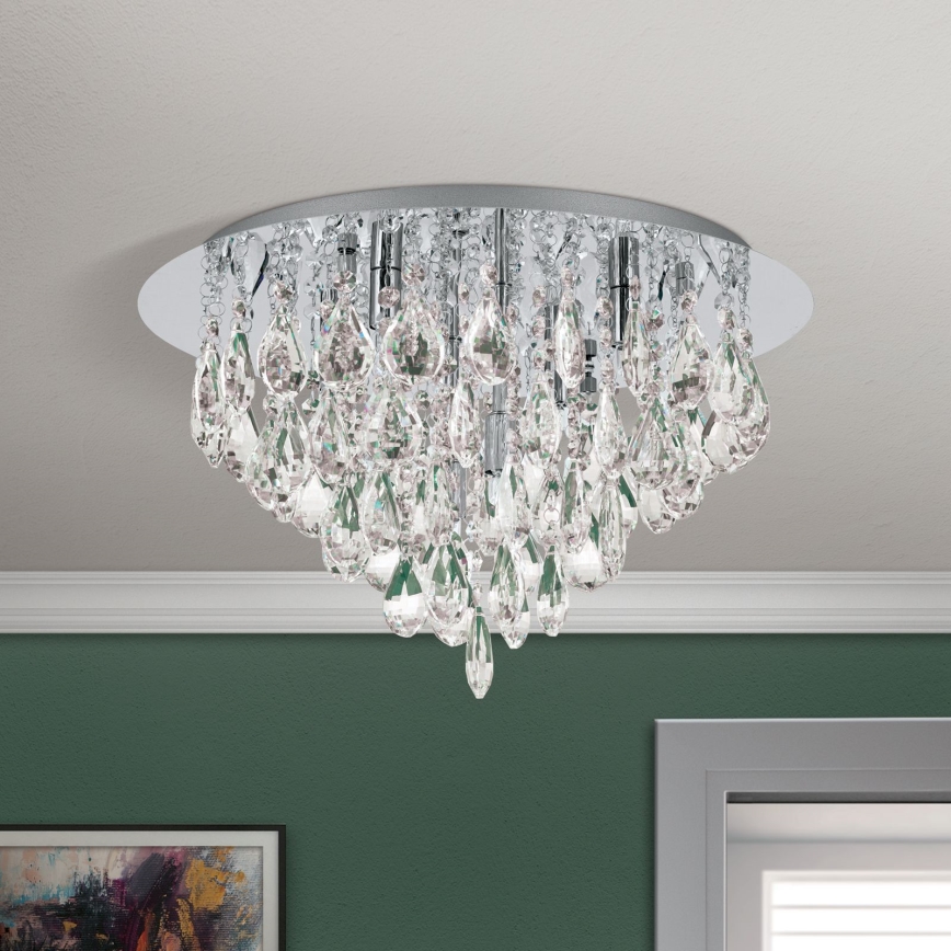 Loftlampe i krystal CELESTE 6xG9/40W/230V diameter 45 cm skinnende krom