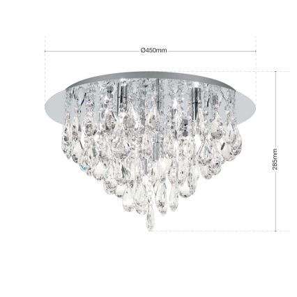 Loftlampe i krystal CELESTE 6xG9/40W/230V diameter 45 cm skinnende krom