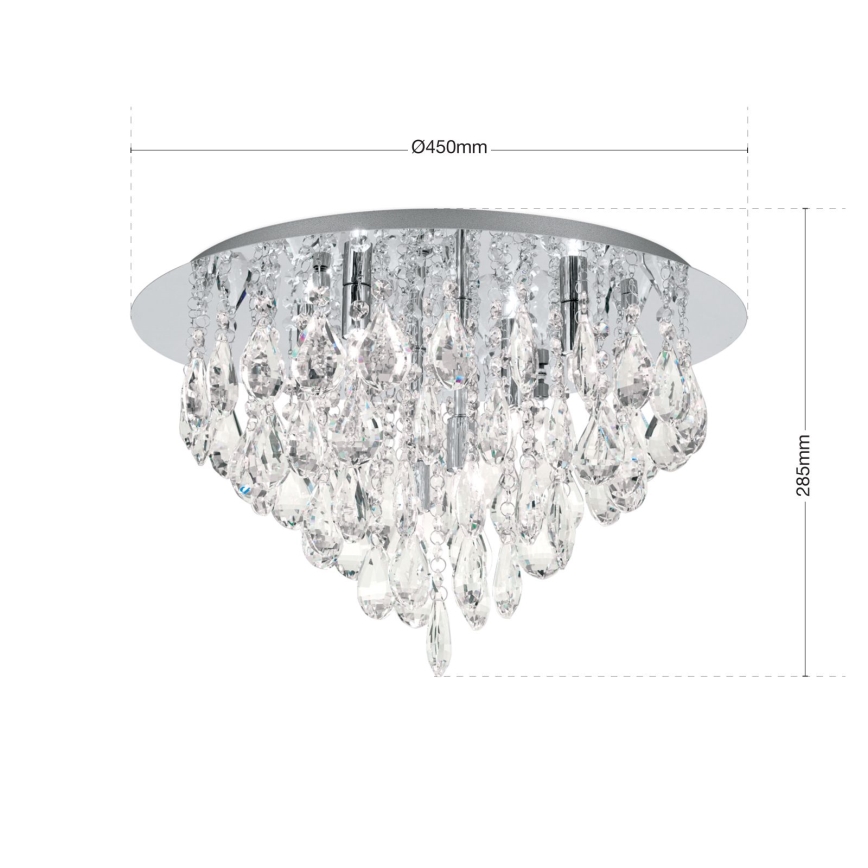 Loftlampe i krystal CELESTE 6xG9/40W/230V diameter 45 cm skinnende krom