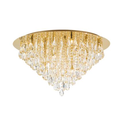 Loftlampe i krystal CELESTE 12xG9/40W/230V diameter 75 cm guldfarvet