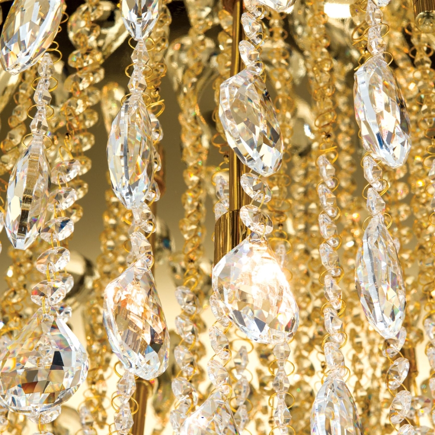 Loftlampe i krystal CELESTE 12xG9/40W/230V diameter 75 cm guldfarvet